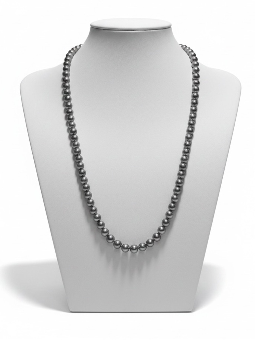 Vintage Silver Tone Beaded Necklace Faux Pearl Minimalist Stackable